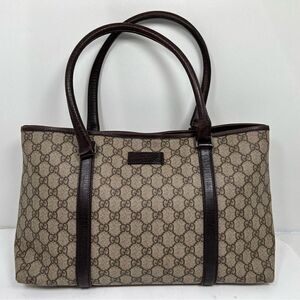 GUCCI GG Supreme Tote Bag PVC Beige